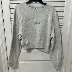 PINK Gray Cropped Sweatshirt